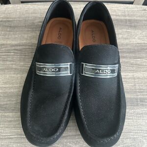 ALDO Men's Black Loafers with Silver Accent